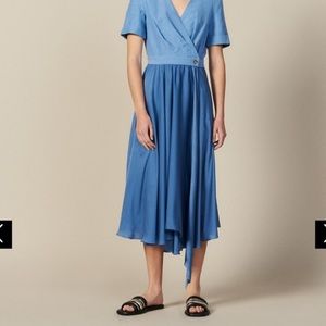 NTW SANDRO wrap dress in blue, size S (36 EU/size 2-4 US)